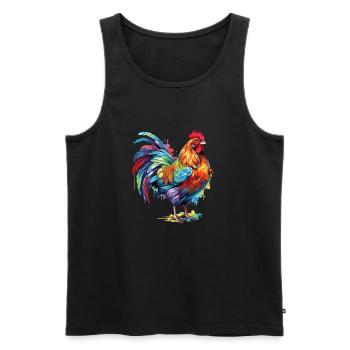 huhn bunt - Männer Premium Bio Tank Top - Schwarz - Vorne - AI Model Male 178 light (178cm)
