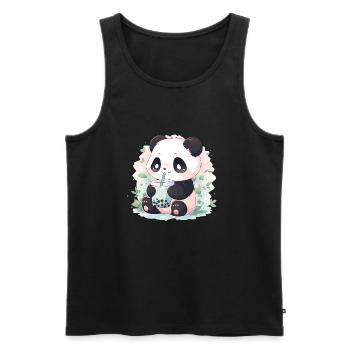 Kawaii panda bubble tea boba tea - Men's Premium Organic Tank Top - black - Front - AI Model Male 178 light (178cm)