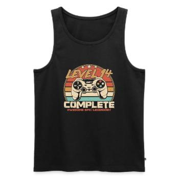 14 Geburtstag Gamer Level 14 Freigeschaltet - Männer Premium Bio Tank Top - Schwarz - Vorne - Michal (187cm)
