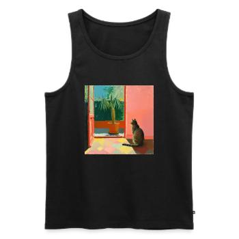 katze, katzen, bunt, tier, geschenk, geschenkidee - Männer Premium Bio Tank Top - Schwarz - Vorne - AI Model Male 178 light (178cm)