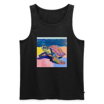 turtle, colorful, animal, gift, gift idea - Men's Premium Organic Tank Top - black - Front - AI Model Male 178 light (178cm)