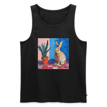 lapin, lapin, coloré, animal, cadeau - Débardeur bio Premium Homme - noir - Devant - AI Model Male 178 light (178cm)