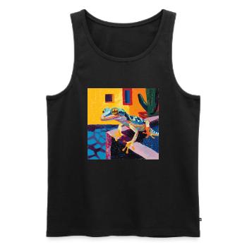 gecko, echsen, bunt, tier, geschenk, geschenkidee - Männer Premium Bio Tank Top - Schwarz - Vorne - AI Model Male 178 light (178cm)