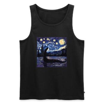 Monstre du Loch Ness, Nessie, Van Gogh, Nuit étoilée - Débardeur bio Premium Homme - noir - Devant - Michal (187cm)