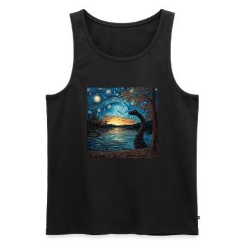 Monstre du Loch Ness, Nessie, Van Gogh, Nuit étoilée - Débardeur bio Premium Homme - noir - Devant - Michal (187cm)