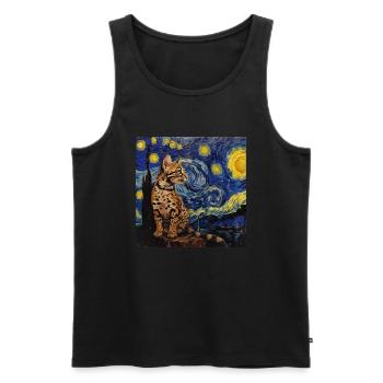 Ozelot, luchs, van gogh, sternennacht - Männer Premium Bio Tank Top - Schwarz - Vorne - Michal (187cm)