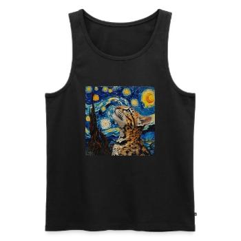 Ozelot, luchs, van gogh, sternennacht - Männer Premium Bio Tank Top - Schwarz - Vorne - Michal (187cm)
