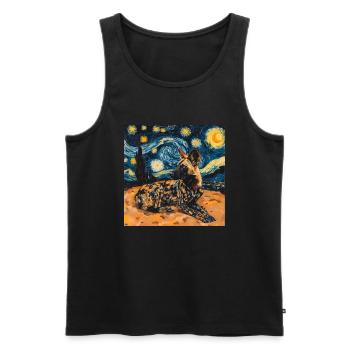 hyäne, van gogh, sternennacht - Männer Premium Bio Tank Top - Schwarz - Vorne - Michal (187cm)