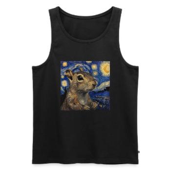 agouti, maus, ratte, van gogh, sternennacht - Männer Premium Bio Tank Top - Schwarz - Vorne - Michal (187cm)