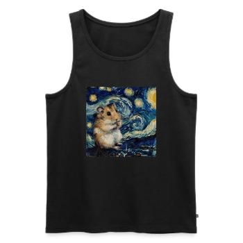 hamster, tier, van gogh, sternennacht - Männer Premium Bio Tank Top - Schwarz - Vorne - AI Model Male 178 light (178cm)