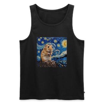 hamster, tier, van gogh, sternennacht - Männer Premium Bio Tank Top - Schwarz - Vorne - AI Model Male 178 light (178cm)