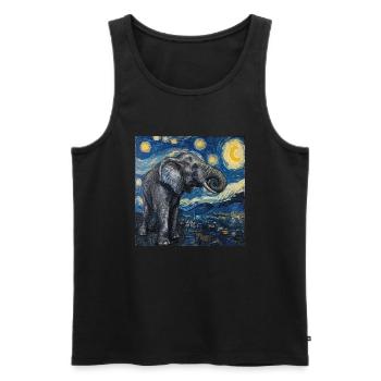 elefant, van gogh, sternennacht - Männer Premium Bio Tank Top - Schwarz - Vorne - Michal (187cm)