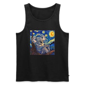 koala, tier, van gogh, sternenacht - Männer Premium Bio Tank Top - Schwarz - Vorne - Michal (187cm)
