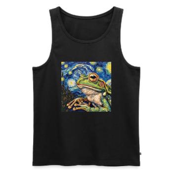 frosch, tier, van gogh, sternenacht - Männer Premium Bio Tank Top - Schwarz - Vorne - Michal (187cm)