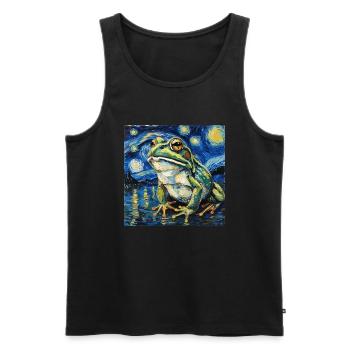 frosch, tier, van gogh, sternennacht - Männer Premium Bio Tank Top - Schwarz - Vorne - Michal (187cm)