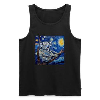 koala, tier, van gogh, sternenacht - Männer Premium Bio Tank Top - Schwarz - Vorne - Michal (187cm)