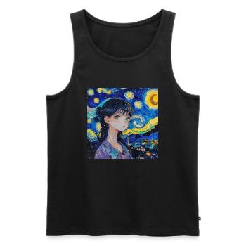 anime, anime mädchen, otaku, waifu, van gogh - Männer Premium Bio Tank Top - Schwarz - Vorne - Michal (187cm)