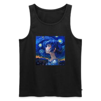 anime, anime mädchen, otaku, waifu, van gogh - Männer Premium Bio Tank Top - Schwarz - Vorne - Michal (187cm)