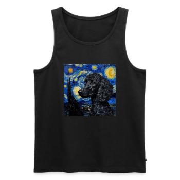 Caniche, Chien, Van Gogh, Nuit Étoilée - Débardeur bio Premium Homme - noir - Devant - Michal (187cm)