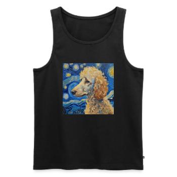 Caniche, Chien, Van Gogh, Nuit Étoilée - Débardeur bio Premium Homme - noir - Devant - Michal (187cm)