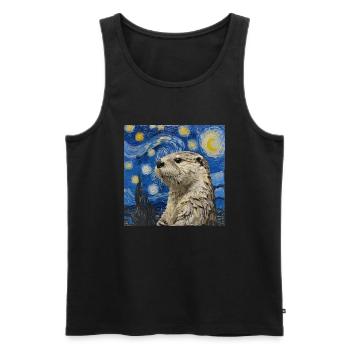 otter, Van Gogh, Sternennacht - Männer Premium Bio Tank Top - Schwarz - Vorne - Michal (187cm)
