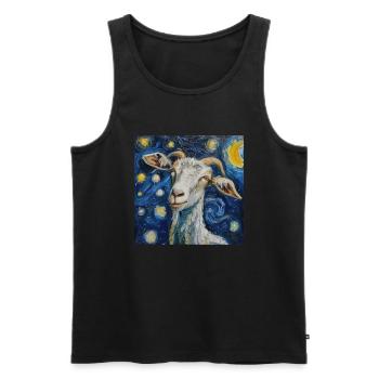 ziege, Van Gogh, Sternennacht - Männer Premium Bio Tank Top - Schwarz - Vorne - Michal (187cm)
