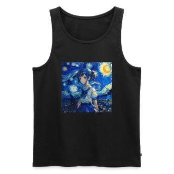 anime, anime mädchen, otaku, waifu, van gogh - Männer Premium Bio Tank Top - Schwarz - Vorne - Michal (187cm)