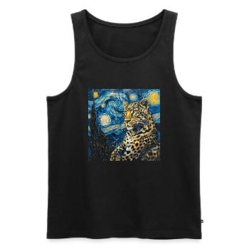 leopard, Van Gogh, Sternennacht - Männer Premium Bio Tank Top - Schwarz - Vorne - Michal (187cm)