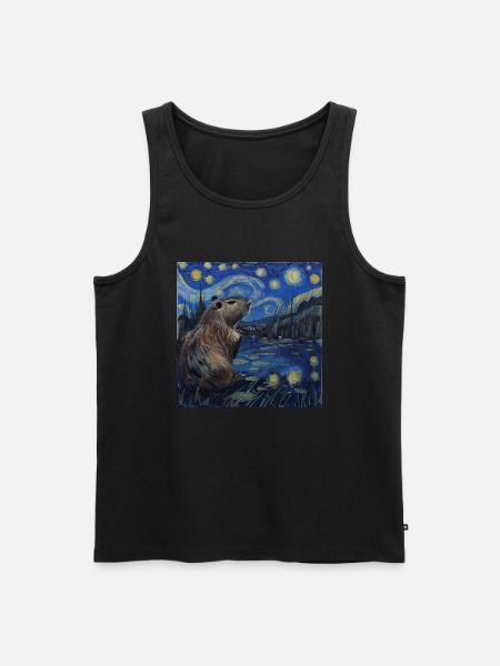 Capybara, Van Gogh, Nuit étoilée - Débardeur bio Premium Homme - noir