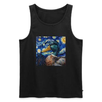 Duck, Animal, Van Gogh, Starry Night - Men's Premium Organic Tank Top - black - Front - Michal (187cm)