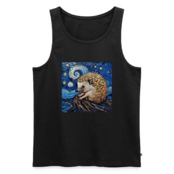 igel, tier, van gogh, sternennacht - Männer Premium Bio Tank Top - Schwarz - Vorne - AI Model Male 178 light (178cm)