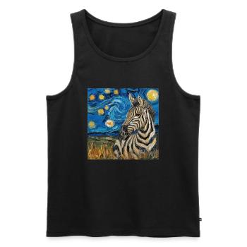 Zèbre, Van Gogh, Nuit Étoilée, Cadeau, Gifti - Débardeur bio Premium Homme - noir - Devant - AI Model Male 178 light (178cm)