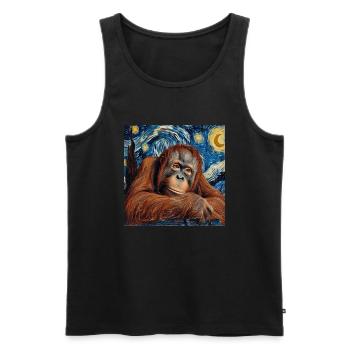 Orang-outan, singe, Van Gogh, nuit étoilée, cadeau - Débardeur bio Premium Homme - noir - Devant - Michal (187cm)