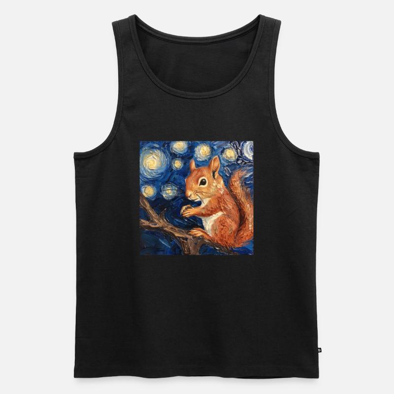 eichhörnchen, van gogh, sternennacht - Männer Premium Bio Tank Top - Schwarz