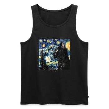 Cat, Cat Motif - Men's Premium Organic Tank Top - black - Front - Michal (187cm)