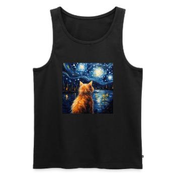 Cat, Cat Motif - Men's Premium Organic Tank Top - black - Front - Michal (187cm)