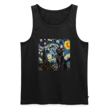 Cat, Cat Motif - Men's Premium Organic Tank Top - black - Front - Michal (187cm)