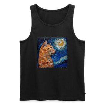 Cat, Cat Motif - Men's Premium Organic Tank Top - black - Front - Michal (187cm)