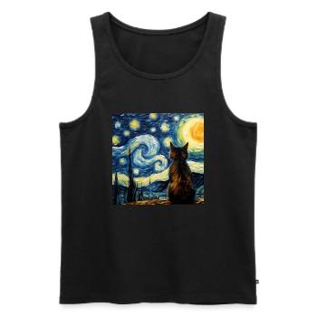 Cat, Cat Motif - Men's Premium Organic Tank Top - black - Front - Michal (187cm)