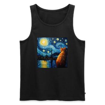 Cat, Cat Motif - Men's Premium Organic Tank Top - black - Front - Michal (187cm)