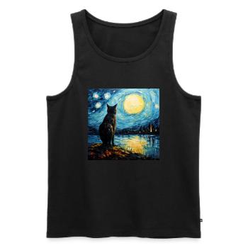 Cat, Cat Motif - Men's Premium Organic Tank Top - black - Front - Michal (187cm)
