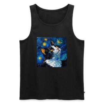 Cat, Cat Motif - Men's Premium Organic Tank Top - black - Front - Michal (187cm)