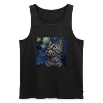 Cat, Cat Motif, - Men's Premium Organic Tank Top - black - Front - Michal (187cm)