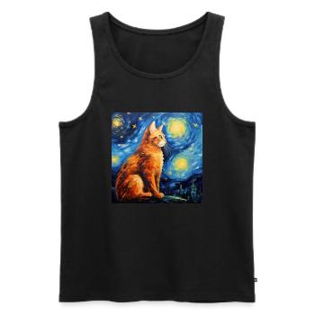 Cat, Cat Motif - Men's Premium Organic Tank Top - black - Front - Michal (187cm)