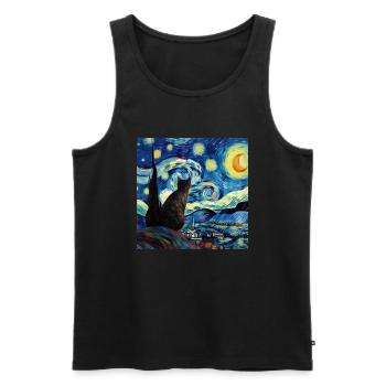 Cat, Cat Motif - Men's Premium Organic Tank Top - black - Front - Michal (187cm)