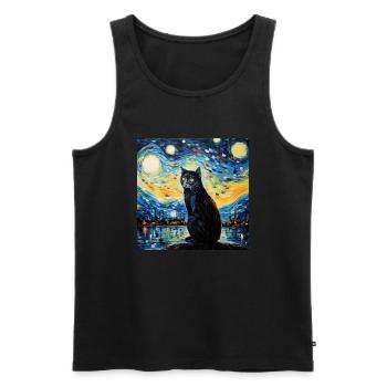 Cat, Cat Motif - Men's Premium Organic Tank Top - black - Front - Michal (187cm)