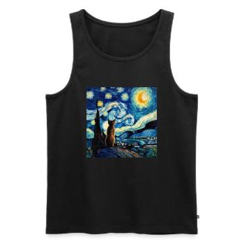 Cat, Cat Motif - Men's Premium Organic Tank Top - black - Front - Michal (187cm)