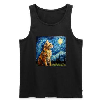 Cat, Cat Motif - Men's Premium Organic Tank Top - black - Front - Michal (187cm)