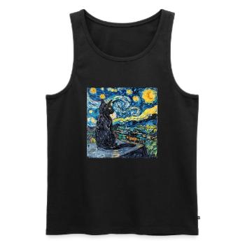 Cat, Cat Motif - Men's Premium Organic Tank Top - black - Front - Michal (187cm)