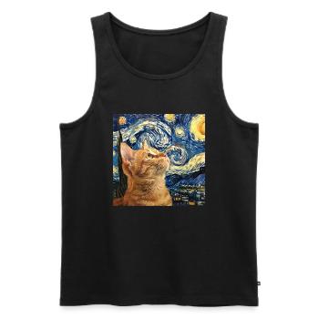 Cat, Cat Motif - Men's Premium Organic Tank Top - black - Front - Michal (187cm)